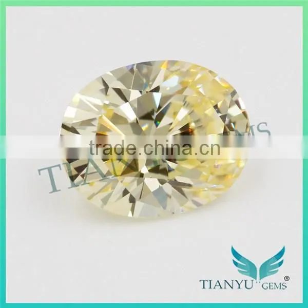 wholesale Synthetic Zircon Gemstones Oval Cut L-Yellow CZ Stones