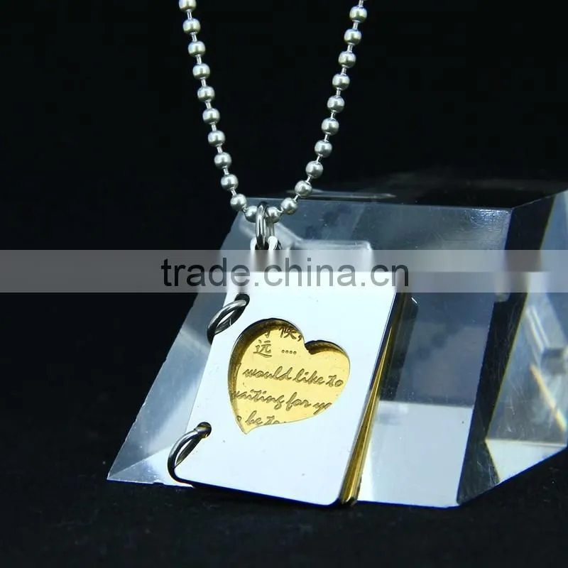stainless steel book pendants new design