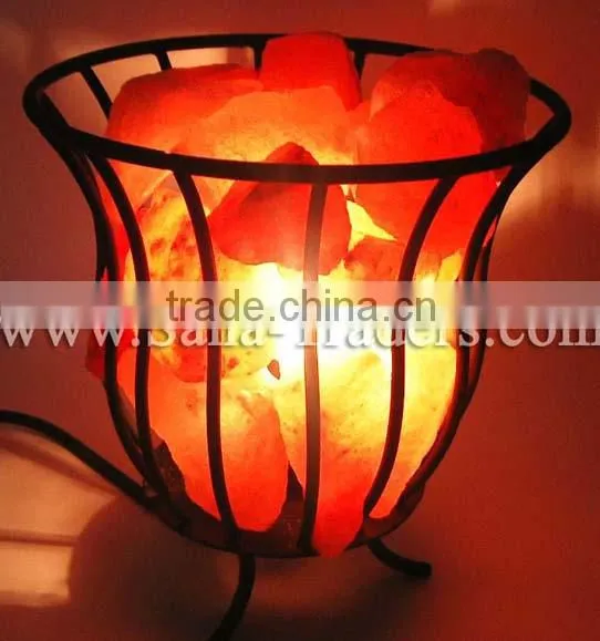 Orange Salt Lamp / Himalayan Salt Lamps / Iron Stand Lamps / Salt Lamps / Iron Lamps / Fancy Lamps/ Metal Basket Lamps /
