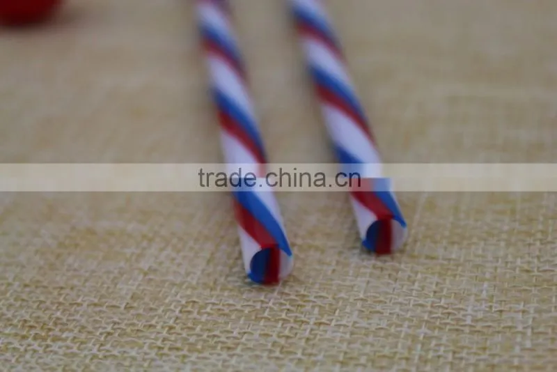 pp drinking straw with three colors spiral