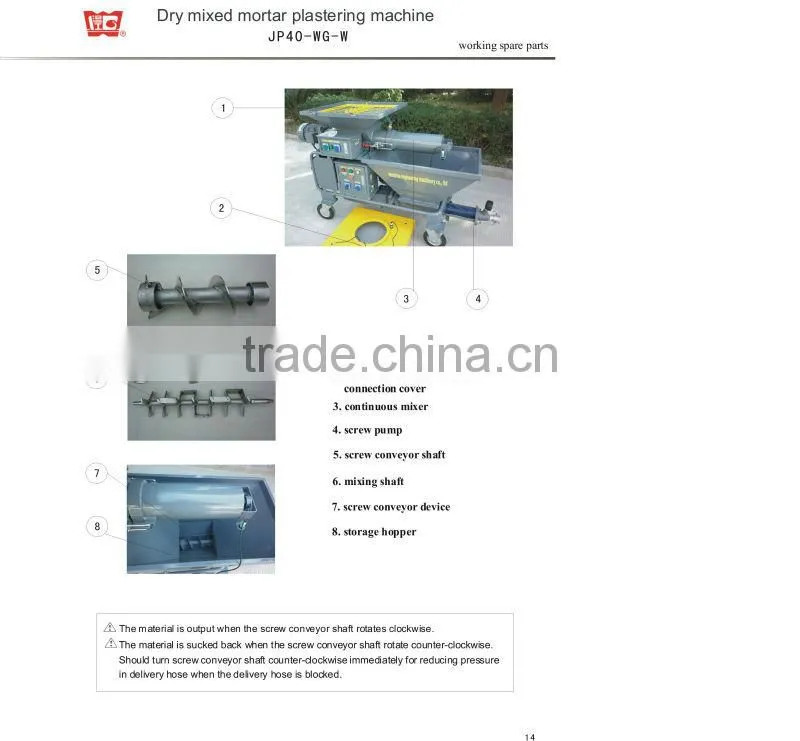 JP40-W Continuous mortar mixer advanced rendering equipment