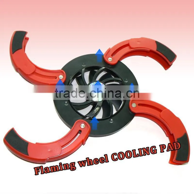 Cheap Stock cool fan notebook cooling pad USB Cooling Pad Flaming wheel Laptop Cooler Pad Fan for Laptop Notebook