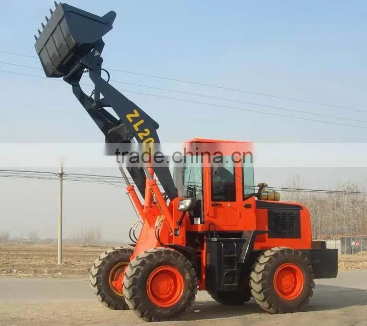 2 ton CE approved mini wheel loader ZL20F, with fork, with quick hitch