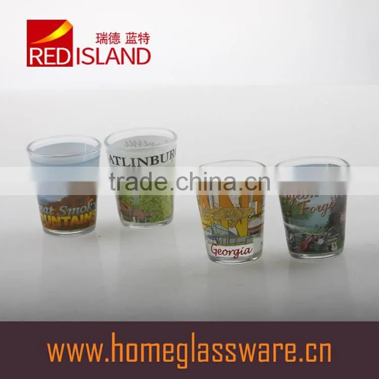 50ml shot glass frosted cup with customized decal printing