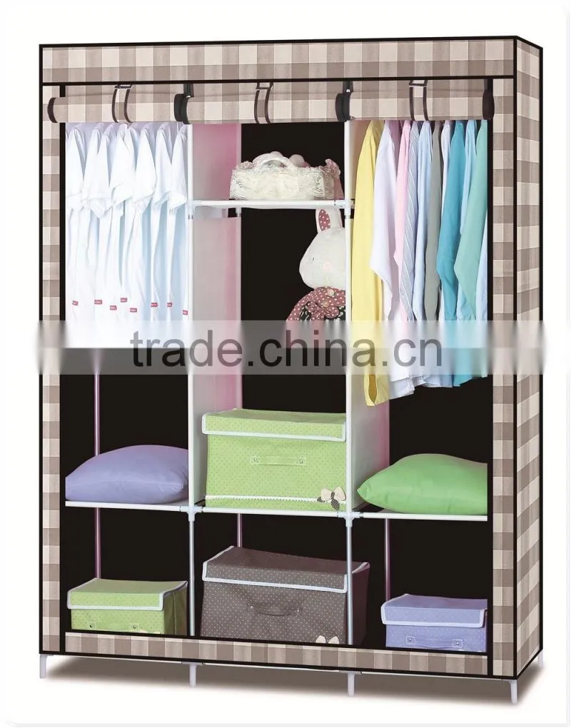 Single Canvas effect Wardrobe Clothes Storage Cabinet