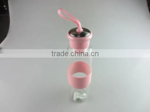 glass bottle with silicone heat proof