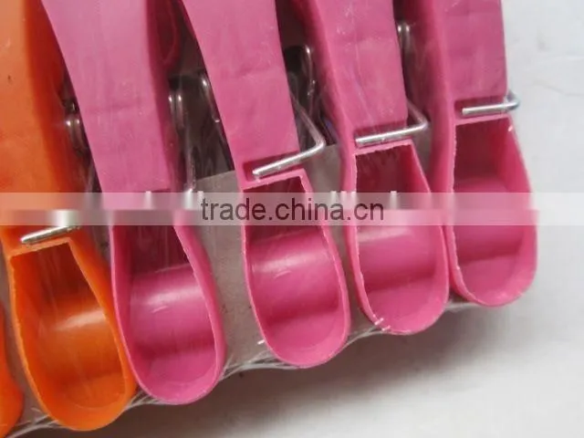 24 pc plastic anti slip cloth clips three colours/clothespin