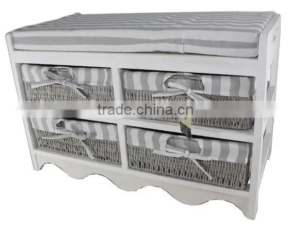 Entryway Storage Cabinet Bench Seat Hallway Furniture White Organizer New