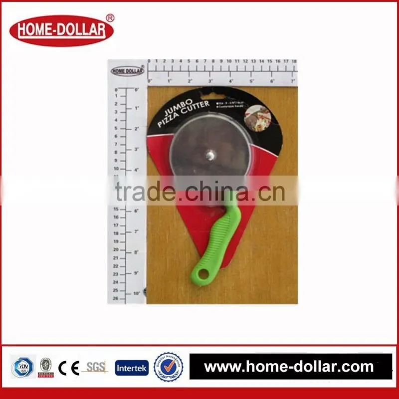 METAL KNIFE WITH PLASTIC HANDLE GREEN 12CM LENGTH PIZZA WHEEL