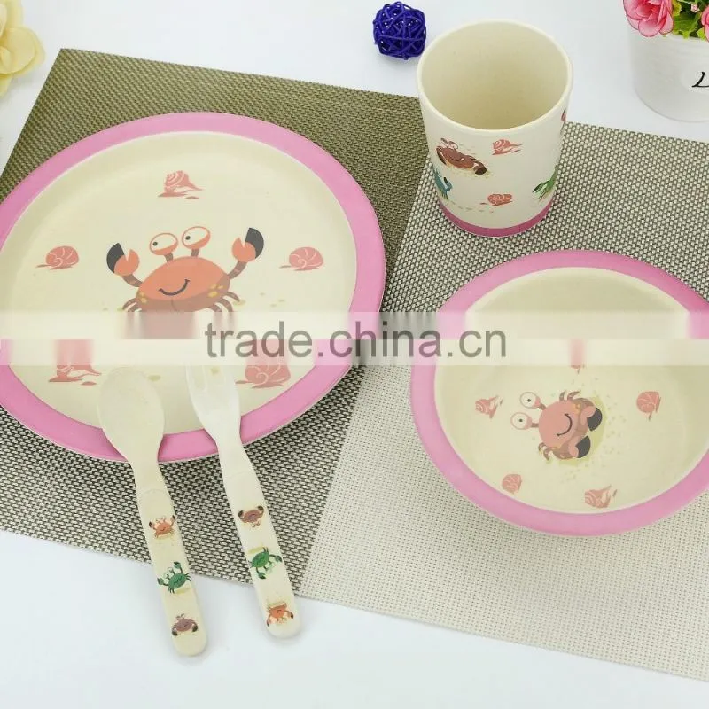 Wholesale Dishes Plate Set For Baby Kids Bamboo Fiber Dining Plate Set