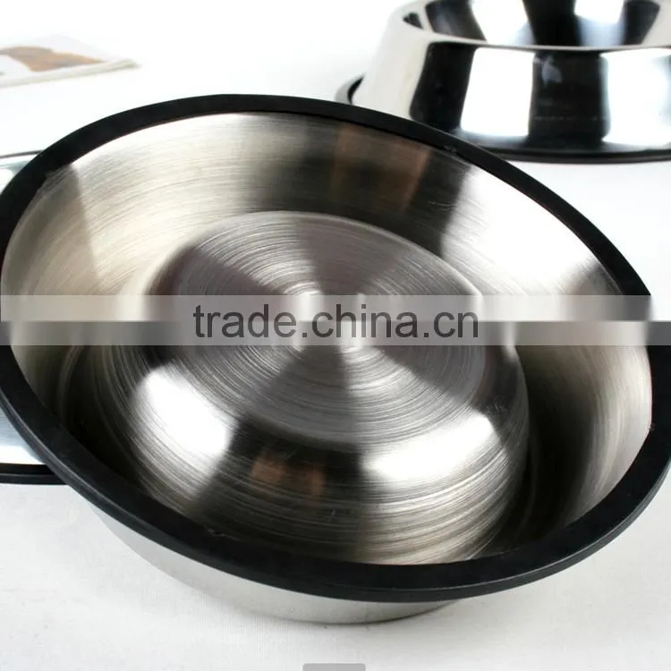 Best selling product wholesale skidproof cheap 201 stainless steel dog bowl with silicone ring