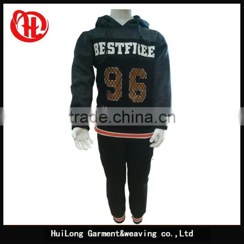Manufacture new children boy hoodies fleece set
