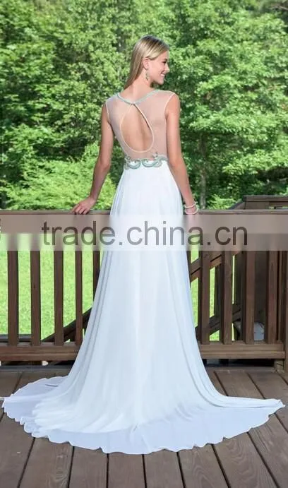 sexy open back beaded latest fashion prom dress design 2015