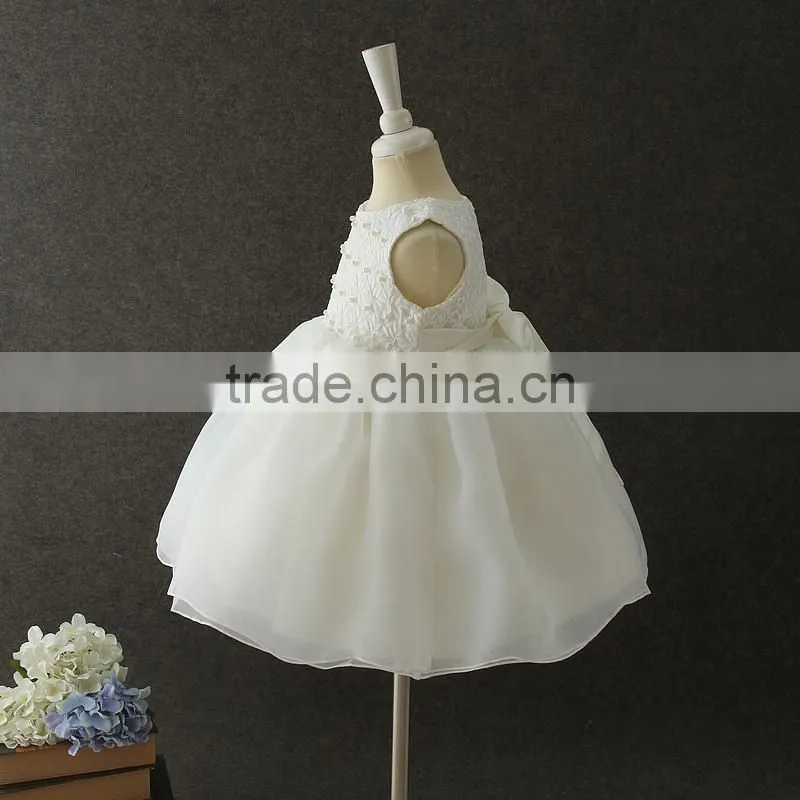 2017 New born baby clothes white first Communion dress Embroidery Flower baby cotton frocks designs 1 year baby girl dresses Hat