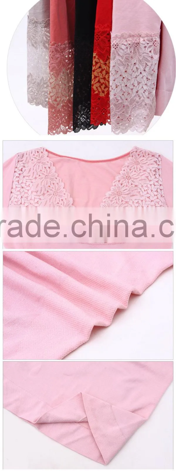 Hsz-TU004 V-neck Cotton Lace Top Ladies Sexy Slim Top Hot Sale Breathable Long Thermal Underwear