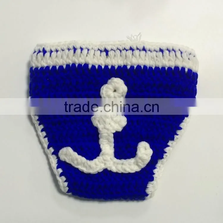 4pcs set photo props hat+shoes+diaper+tie fashion blue crochet cowboy custome photography