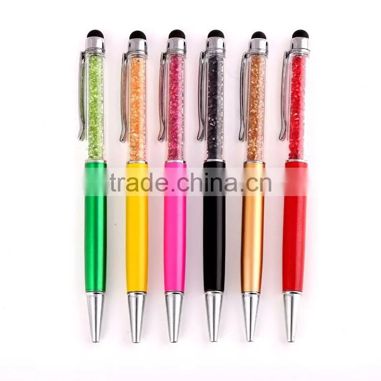 Crystal metal ball point pen touch screen pen for promotional gift