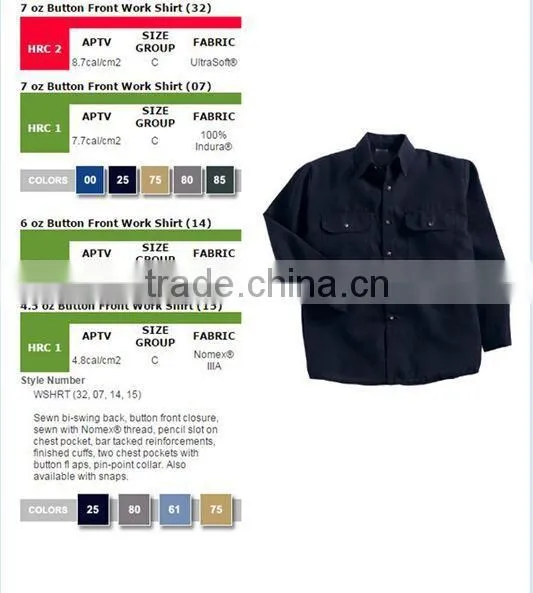 HRC2 Arc protection 7oz button front work shirts