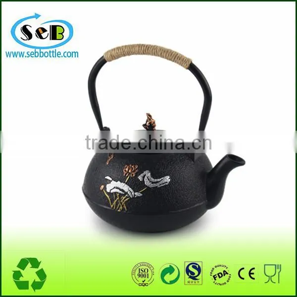 Koodee Cast Iron teapot with embossed decor for wholesale/direct factory