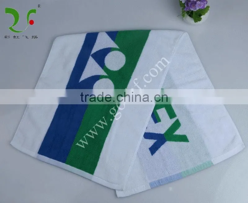 100% cotton Customized jacquard woven logo gym towels