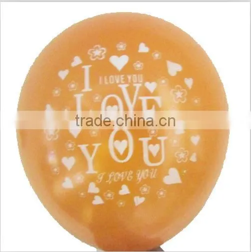 Romantic Valentine's day Love you heart printed latex balloon