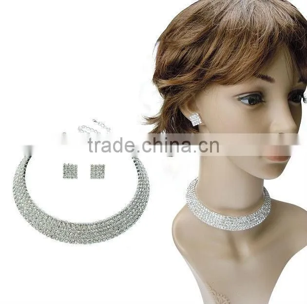 Bridal Costume Jewelry Sets Zircon Crystal Jewelry Sets Vintage Necklace n Stud Earring Jewelry Set Wholesale Manufacturer