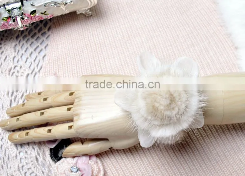 YR384 women real mink fur flower accessory snood