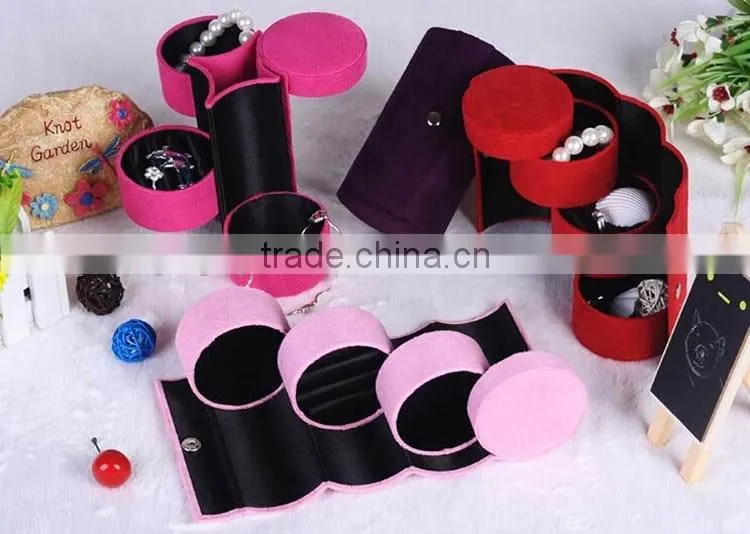 New Arrival 3 Layer Folding Jewelry Box,Velvet organizer box for jewelry