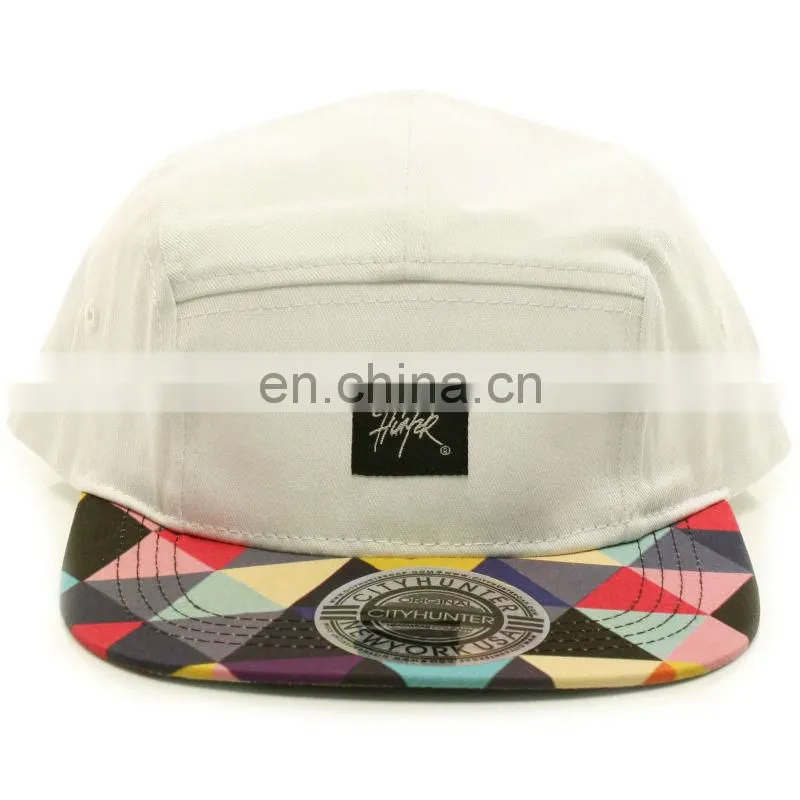 Hot selling flat brim visor fitted 5 panel cap
