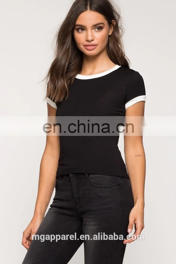 China t shirt manufacturer wholesale plain round blank black t shirt