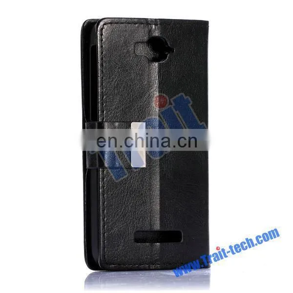 2015 Crazy Horse Flip Side Open Stand PC+ PU Leather WalletCase for Alcatel One Touch Pop C7