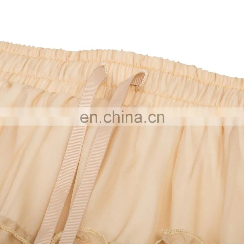 Belle Poque Women Ladies Amelia Steampunk Elastic Waist Ruffled Champange Chiffon Color Cake Skirt BP000227-2