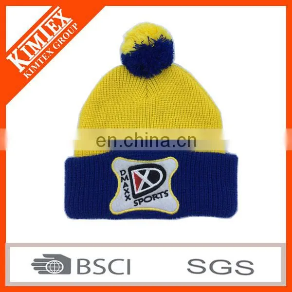 2017 Custom Colorful Pom Pom Knit Hat With Ball Top