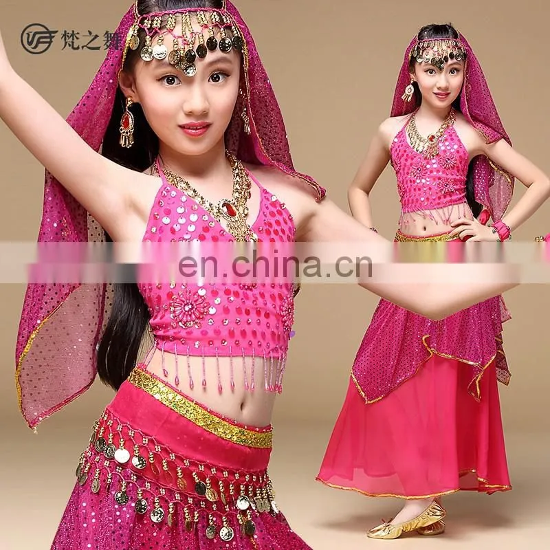 Y-2058 New product chiffon glittery gold coin children belly dance hip scarf