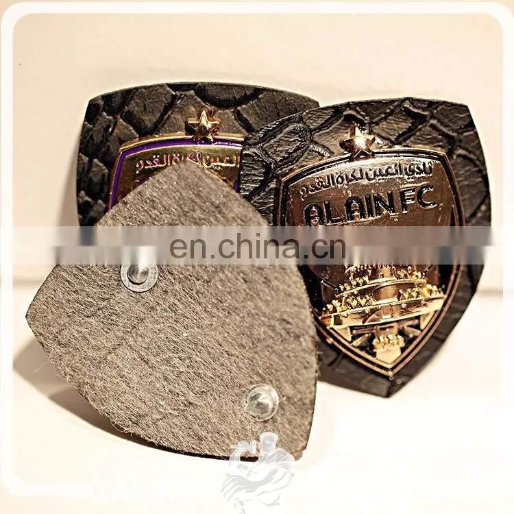 custom Metal casting logo tag nail PU leather badge patch for shoe