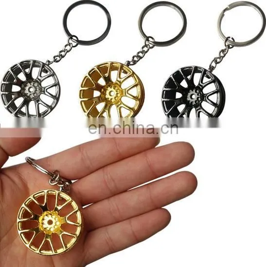 Promotional gift 3DMini metal automotive car wheel auto parts keychain
