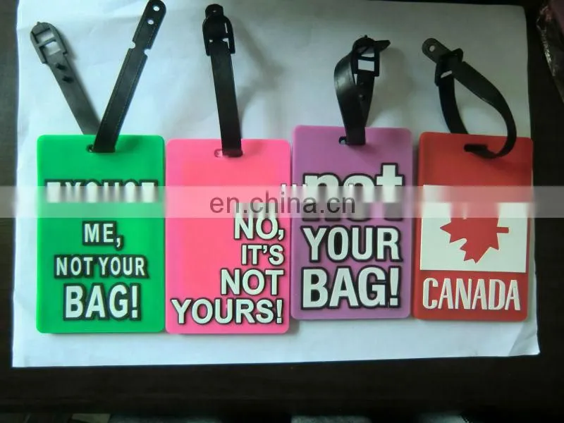Custom Printed Plastic luggage tag with clear strap/airline luggage tag /PVC luggage tag