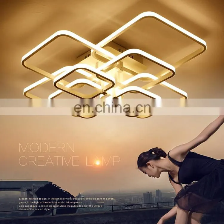 Creative square personality led ceiling light for living room