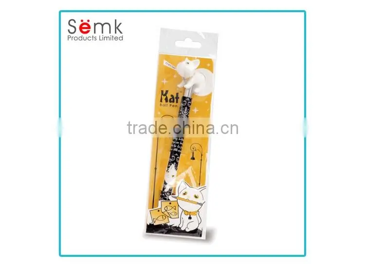 Promotional cute plastic ball point pen with animal head for school kids