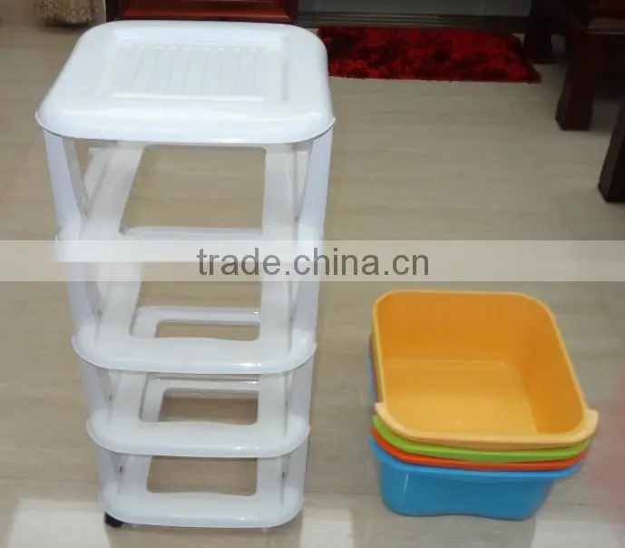 5 tier removable plastic storage drawer or cabinet with wheels