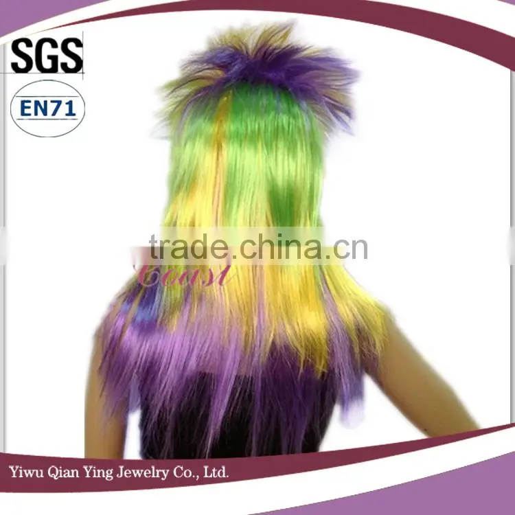 long straight synthetic multi color mixed punk wigs