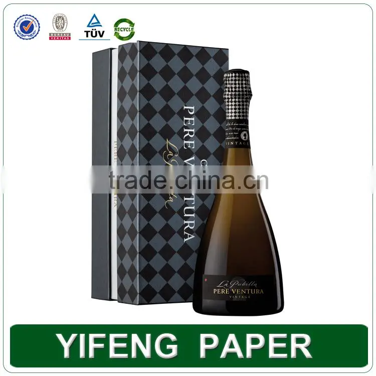 Trade Assurance Supplier Wholesale Fashion paper packaging Wine box/ flip top paper wine box with magnetic catch