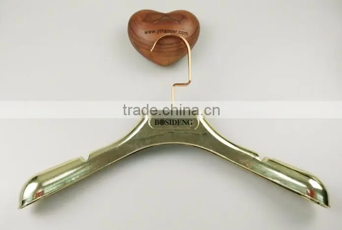 new premium gold color dress plastic hanger suit plastic hanger with gold hook