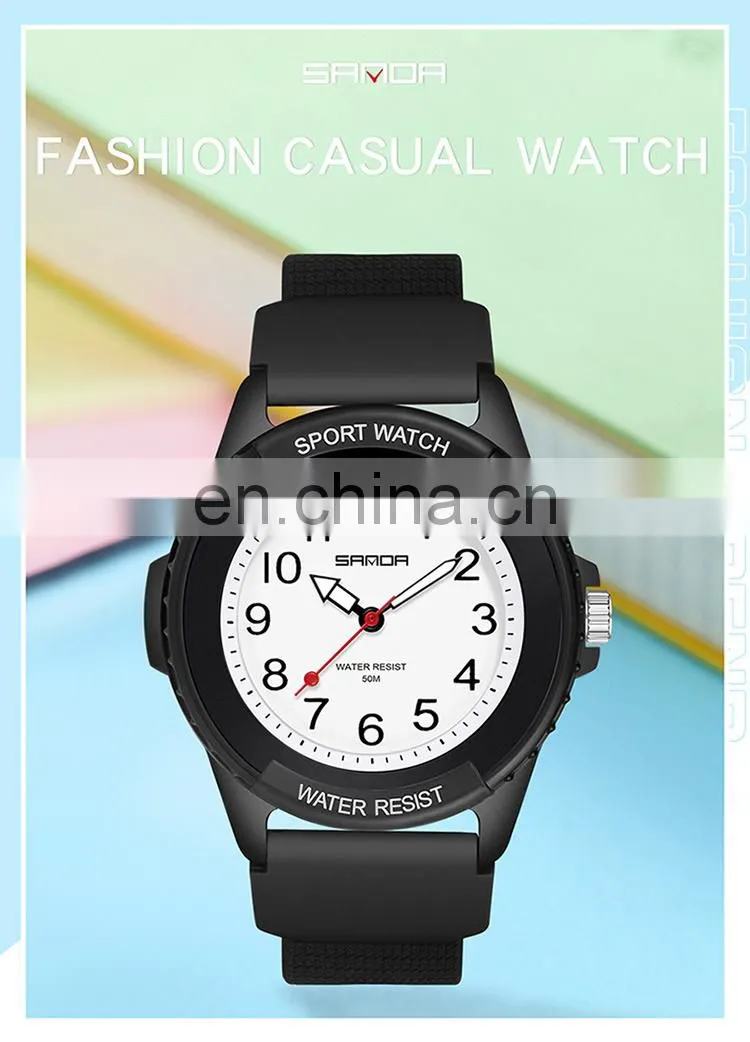 Sanda 6018 Casual Men Brand Quartz Wrist Watches Aanlog Luminous Resin Strap Water Resistant Fashion Men Hand Watch