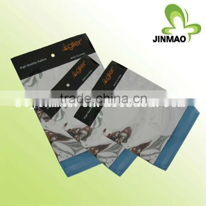 Header adhesive packaging resealable plastic bag