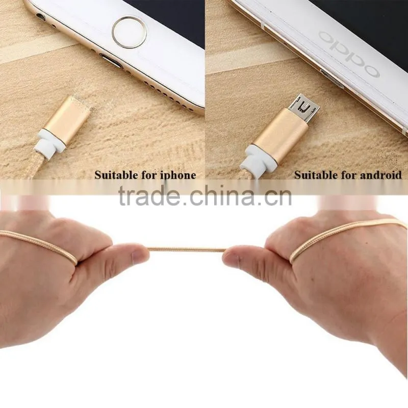 2016 New Hot Sale Braided 1M Usb Date Cable 2 In 1 Usb Cable
