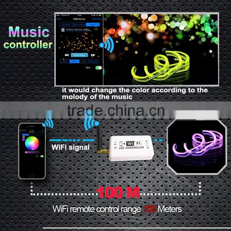 Headlight Retrofit LED Halo Rings RGB Color Changing angel eyes with Wifi Remote for Dodge Charger 2011-2014