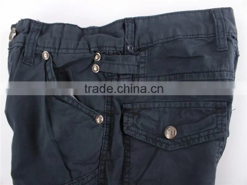 Men cheap 100%cotton stock apparel washed cargo shorts