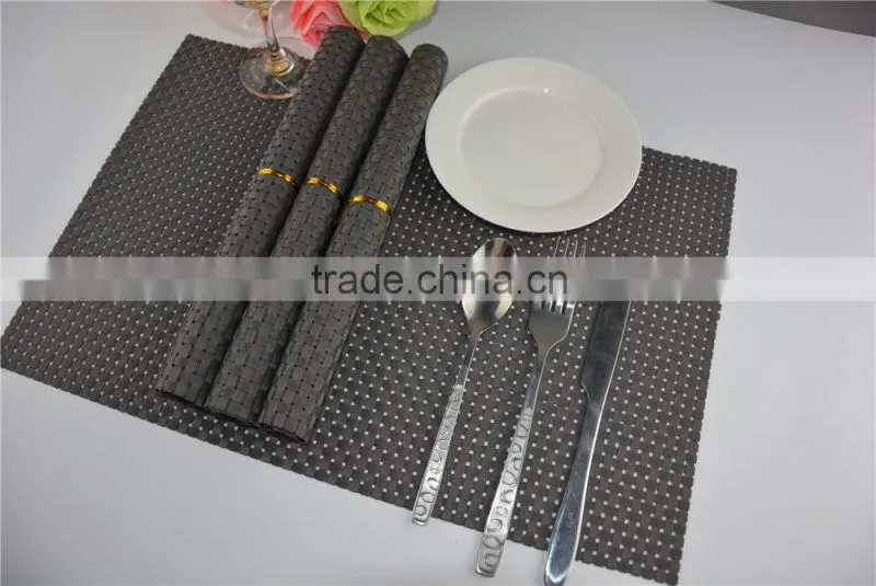 High quality PVC placemat pure color8*8 dark grey 45*30cm 110g table decoration