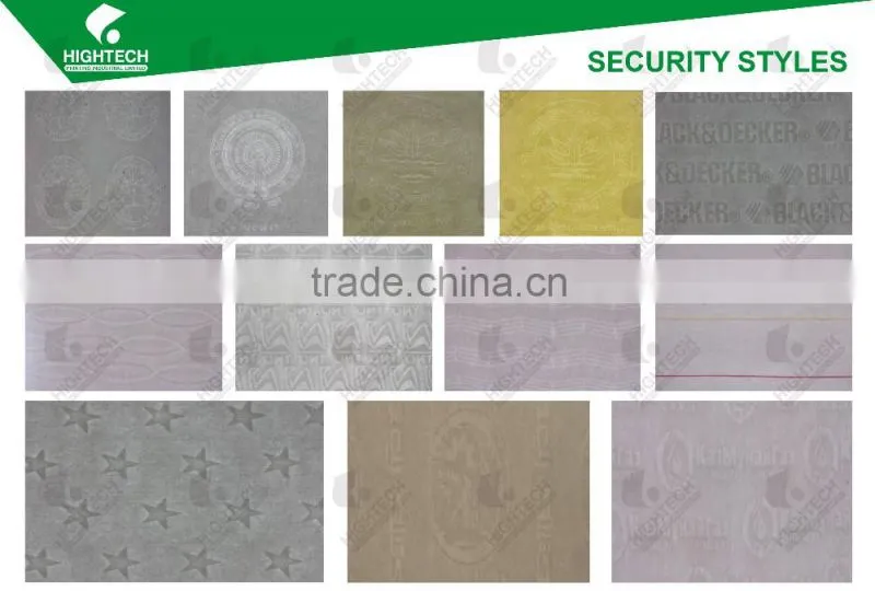 90gsm money printing machine for sale 75cotton 25linen paper with a full-embed silver thread